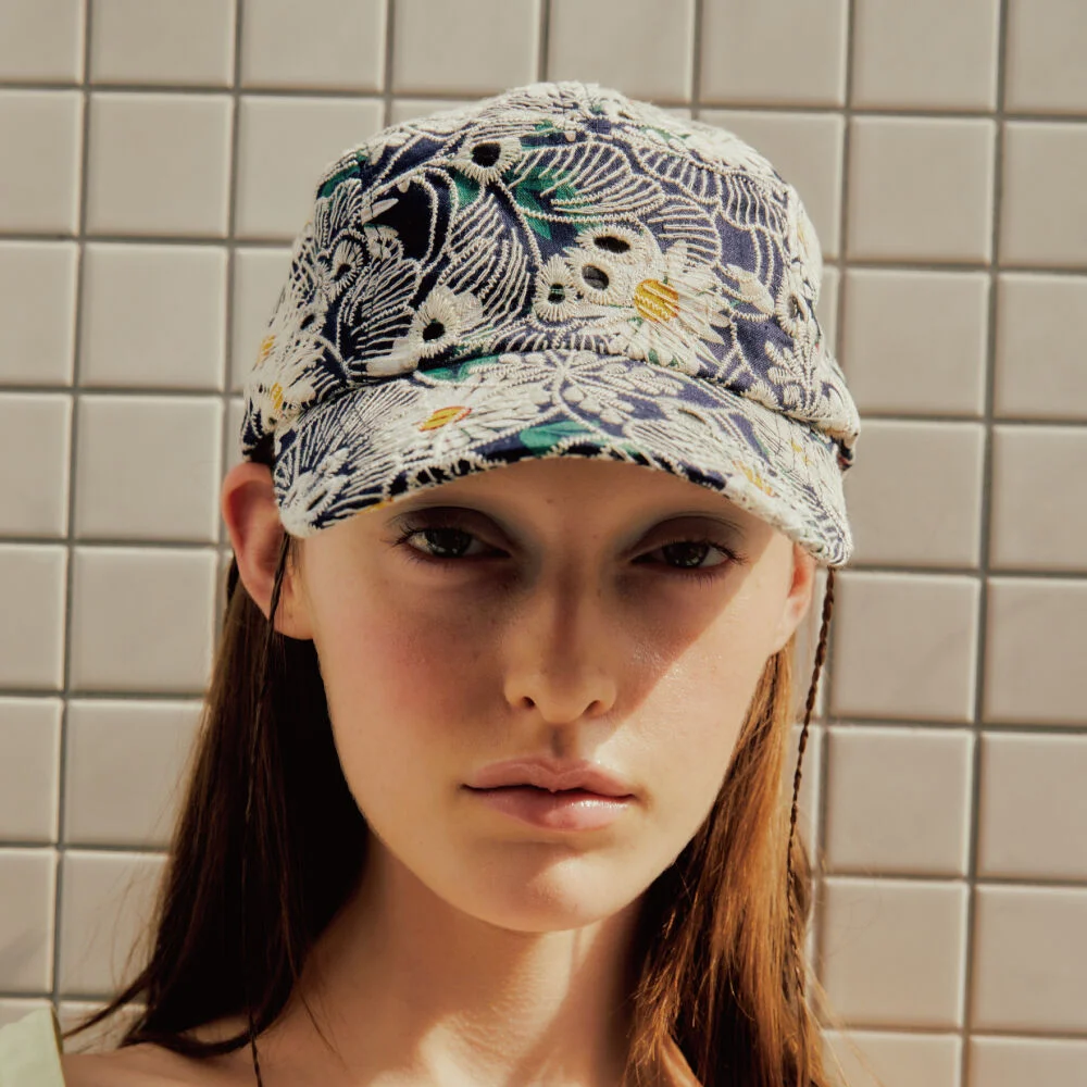 FLORAL APPLIQUE CAMP CAP