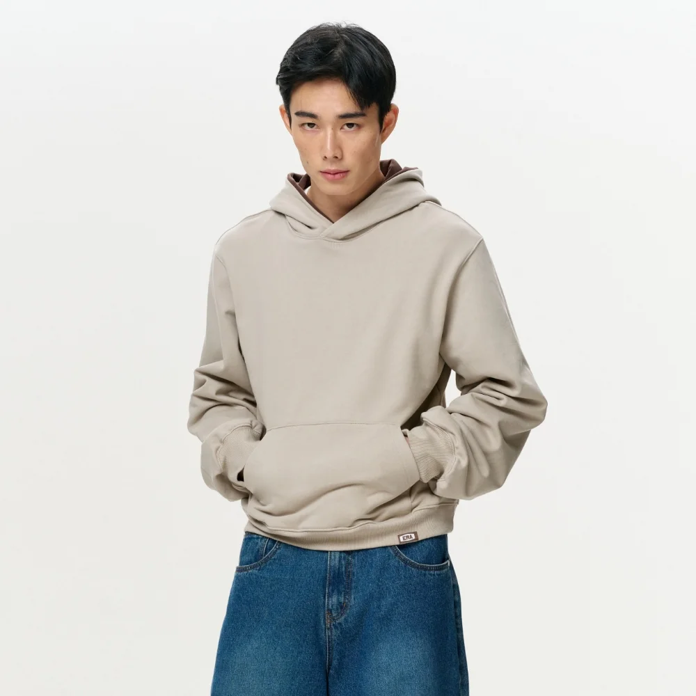UNISEX ERA COLOR LAYERED HOODIE - OATMEAL