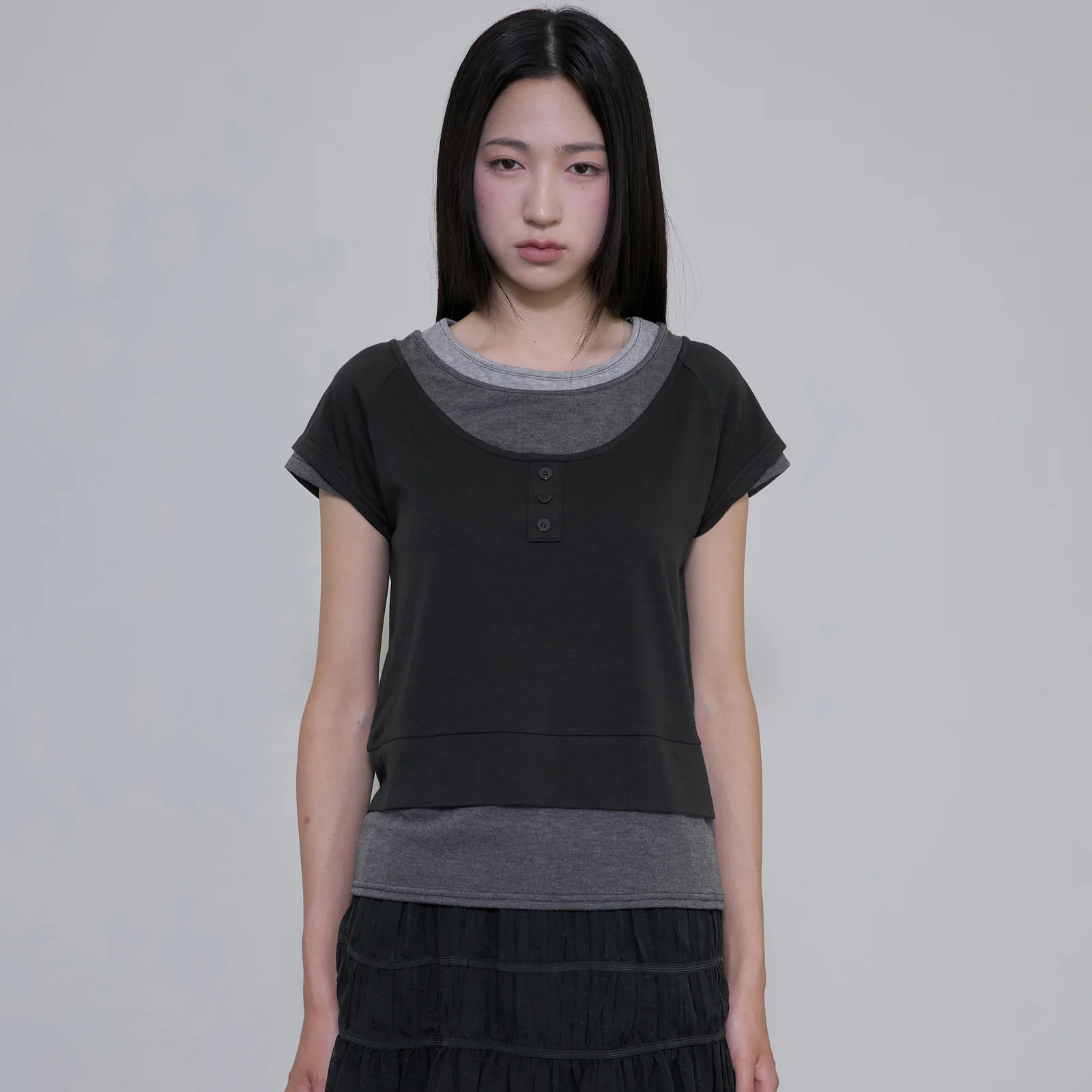 3-Layered Henley T-shirt (FL-151_Black)