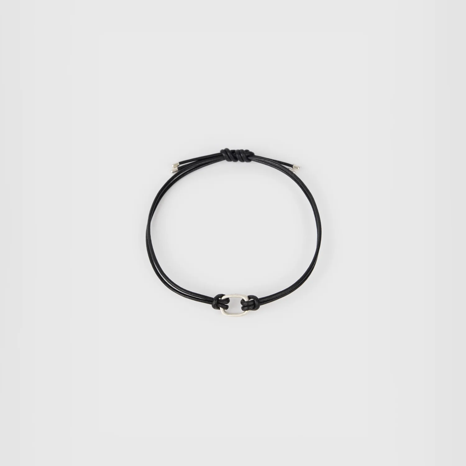 Leather Knotted Bracelet - Silver