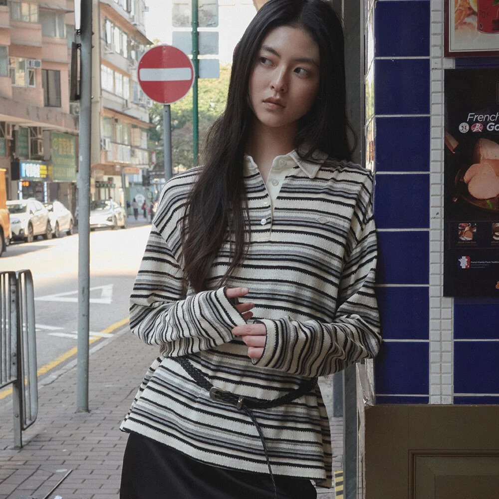 Stripe loose fit t-shirt TIFA01LT08_Gray