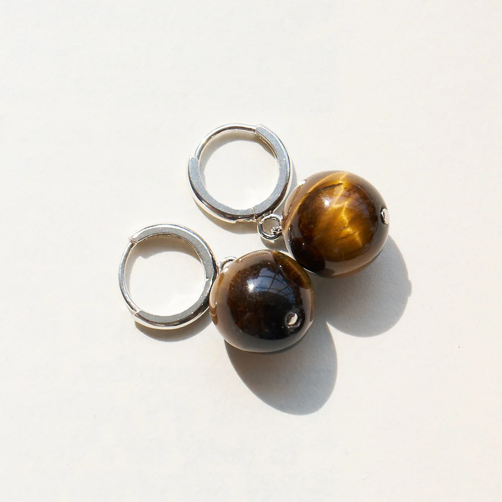 tiger eye gem drop earring