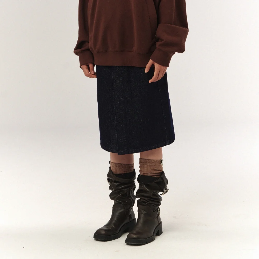 (W) Maradi 牛仔中長裙 靛藍