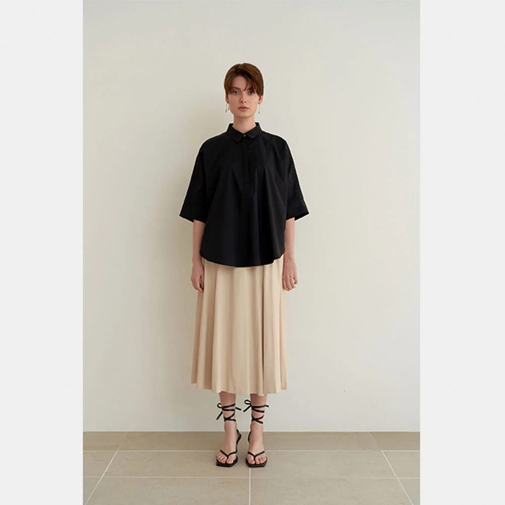 loose-fit shoulder point hidden shirt_Black