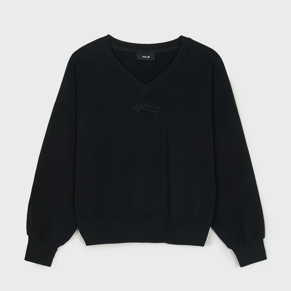 女裝 基本款 V領 半短版 衛衣 NY (Black)