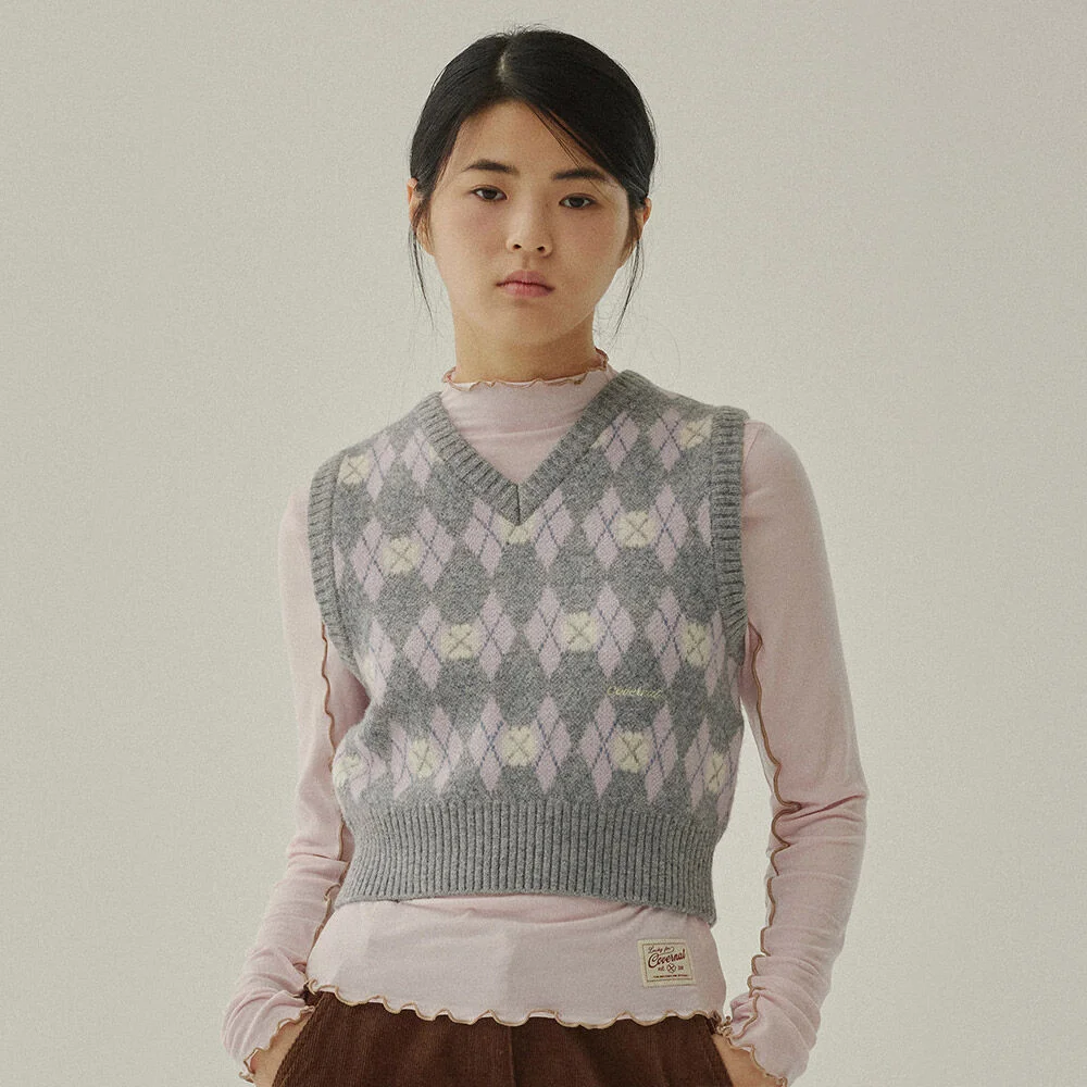 女裝 三葉草 菱格紋 針織衫 Melange Gray