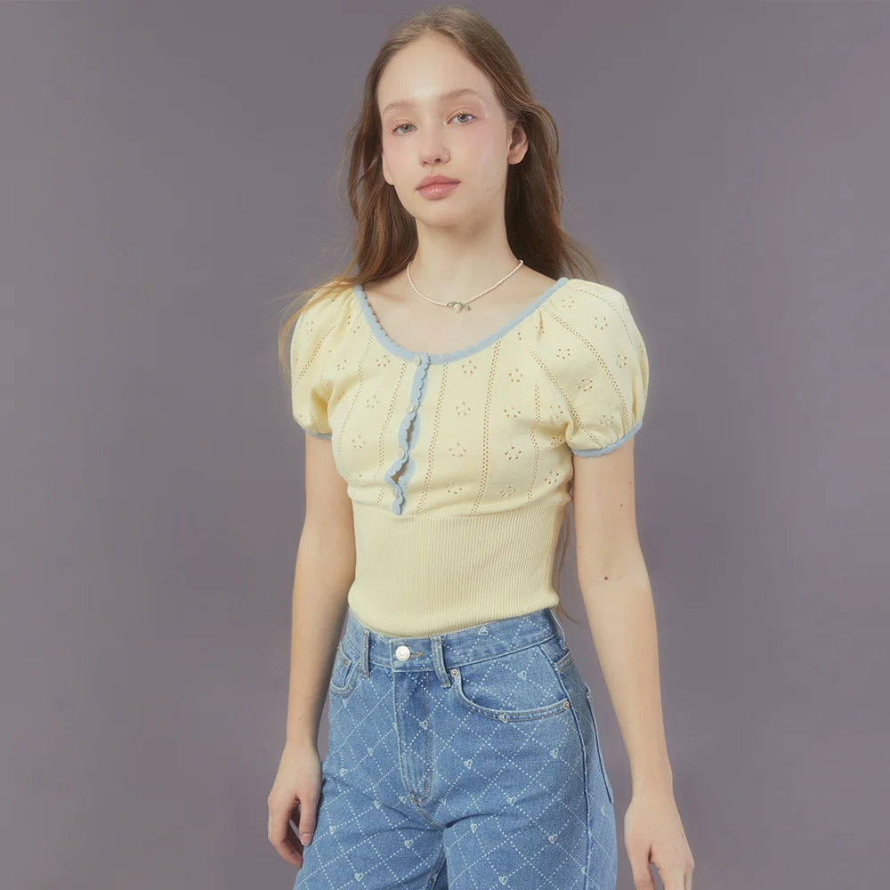 PETIT POINTELLE KNIT (LIGHT YELLOW)