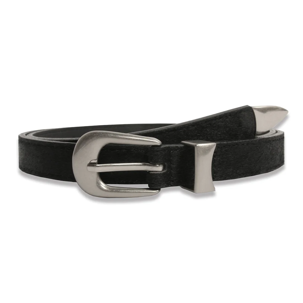 Calf Hair 簡約 西部 腰帶 BLACK