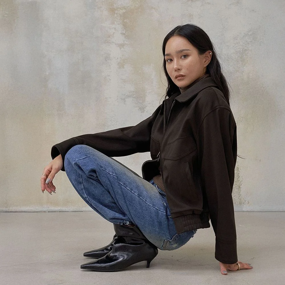 SUEDE 剪接線 飛行員夾克