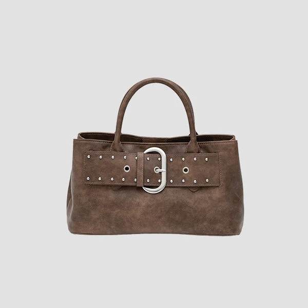 LEATHER BUCKLE BAG BROWN