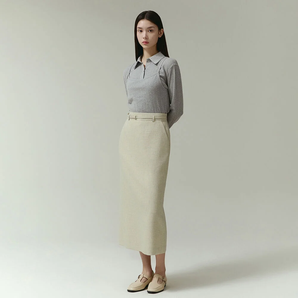 it MICHA 束帶 粗花呢 中長 半身裙 ITP2WSK350 (2COLOR)