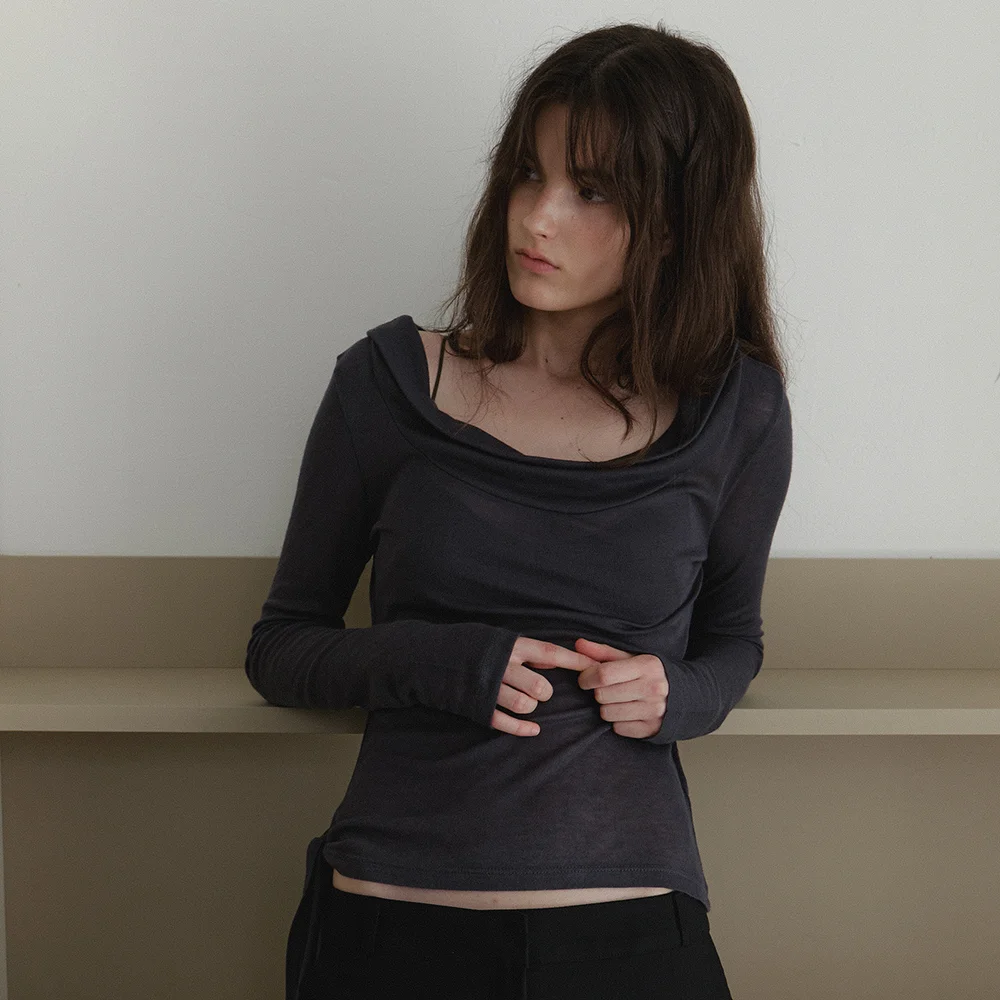 Hush off shoulder ribbon top_charcoal