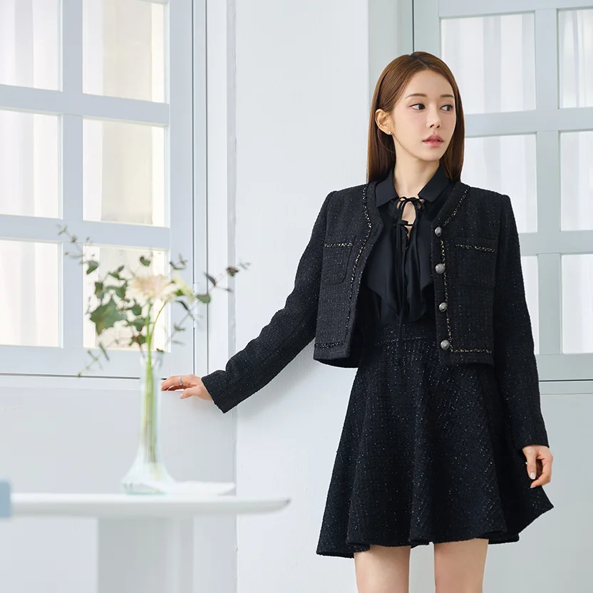 Christine 粗花呢 喇叭 迷你 半身裙
