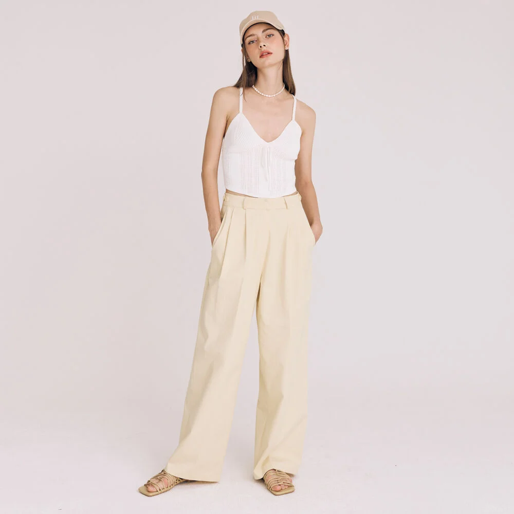 TWOTUCK COTTON WIDE PANTS(YELLOW)