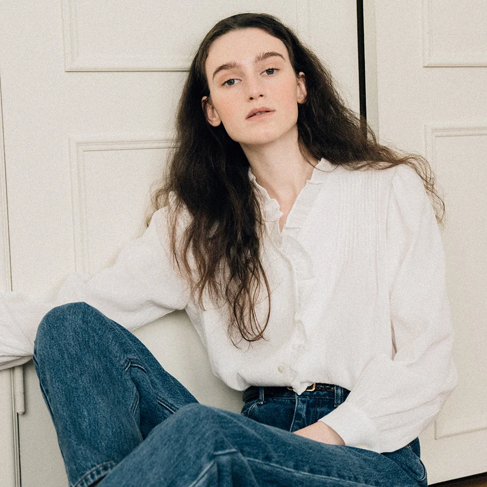 spring cotton pin-tuck blouse (white)