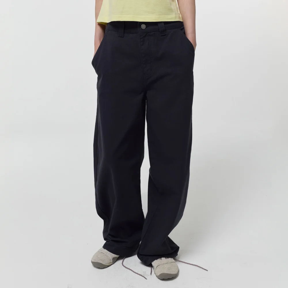 CURVED COTTON PANTS / NAVY