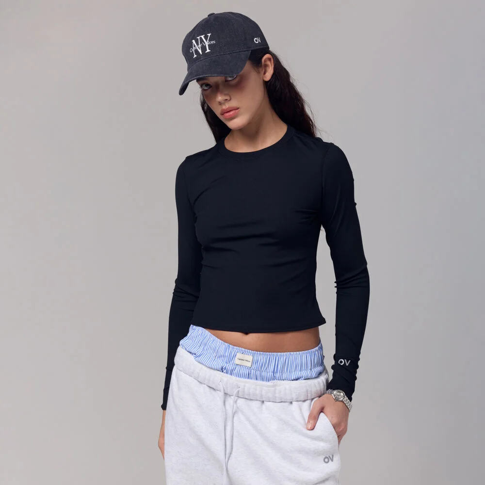 (W)Technol-OV COMFY FLEX LONG SLEEVE TEE (BLACK)