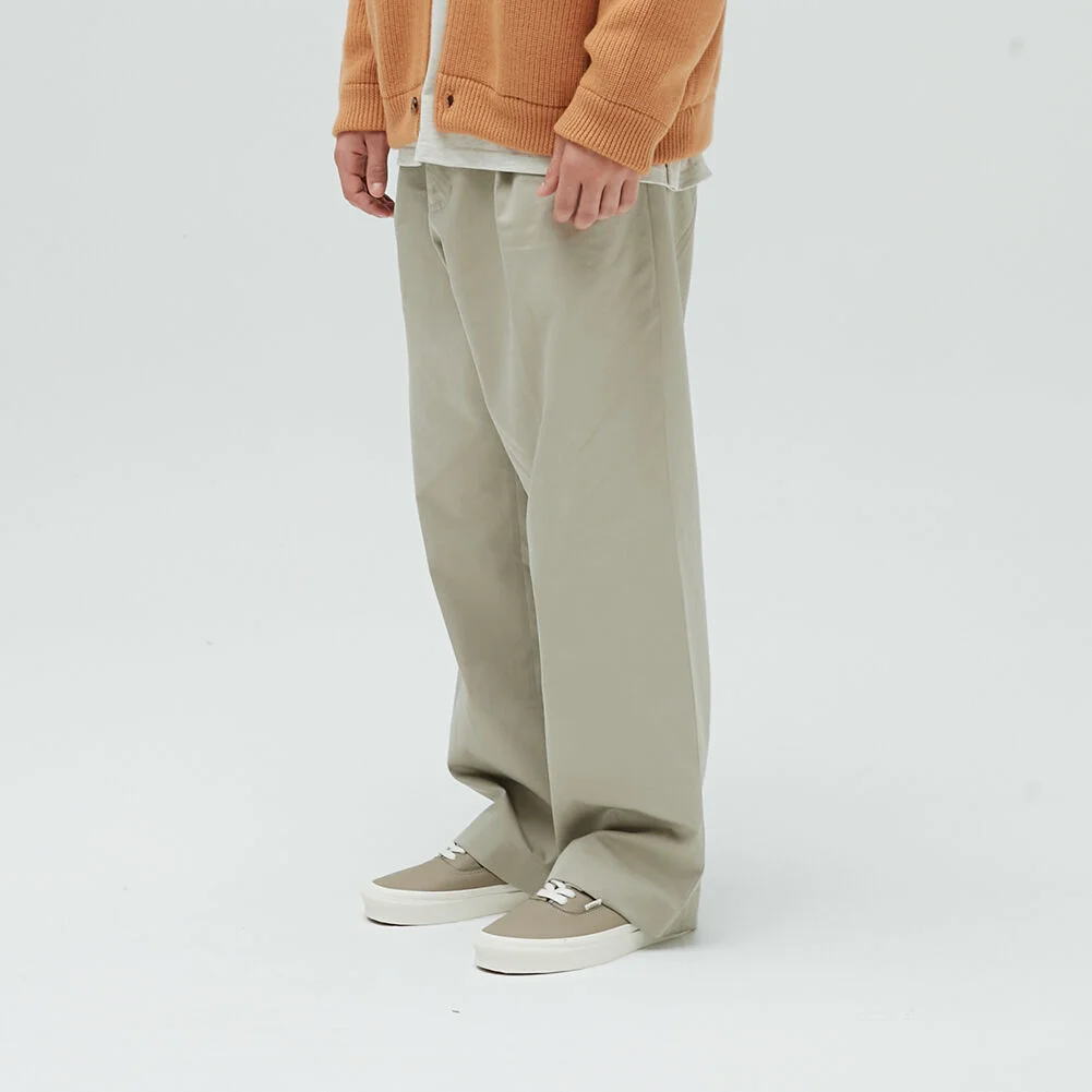 Heights Cotton Wide Loose Pants Olive Beige