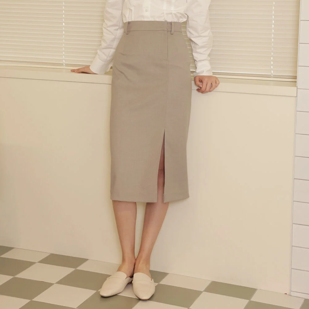 Jennet Pencil Skirt_Grey Beige