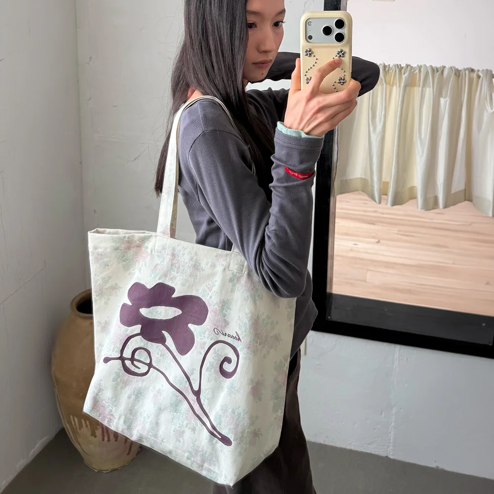 野花 印花 帆布袋_花卉