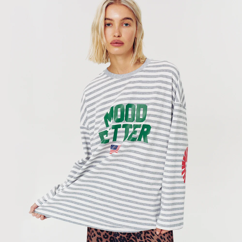 SUNRISE ELBOW STRIPE LONG SLEEVE GREY