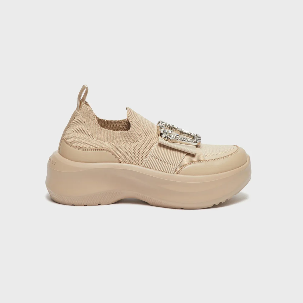 Crystal buckle sneakers(beige)_DG4DA26519BEE