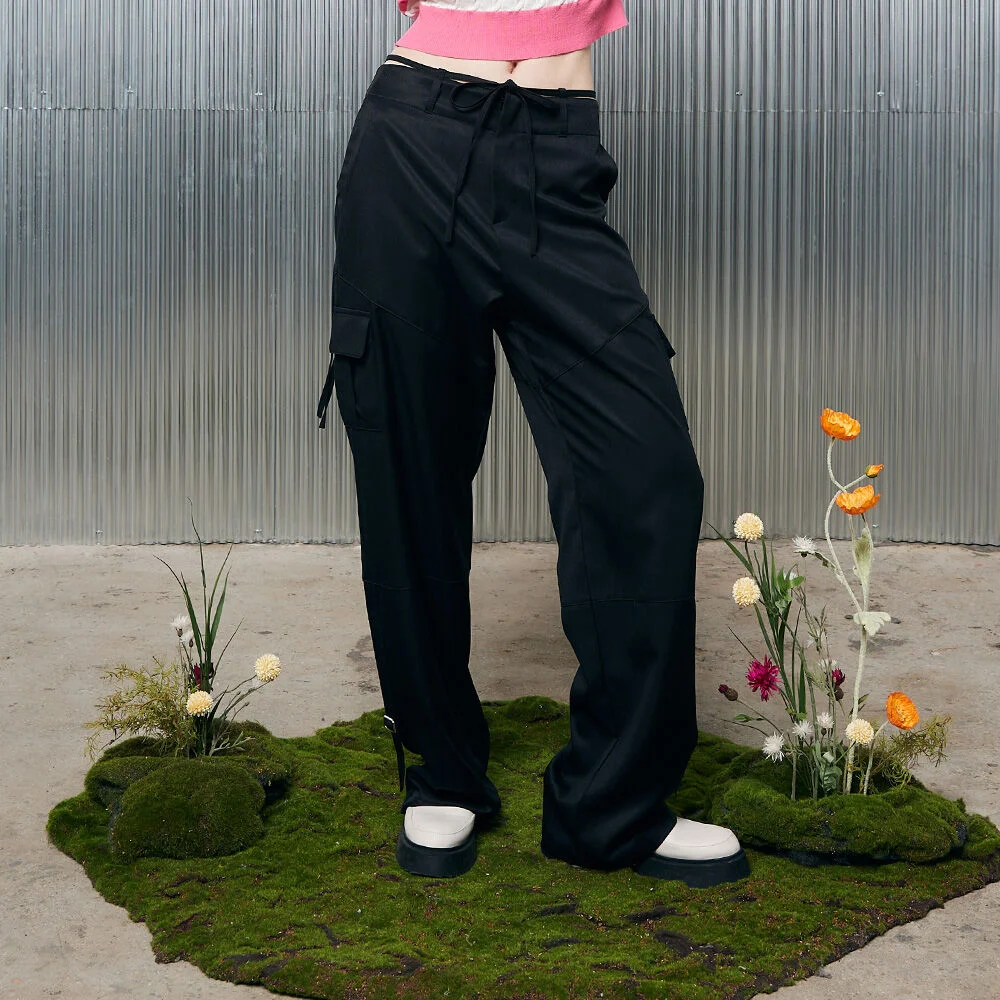 L2 RIBBON POCKET PANTS(BLACK)