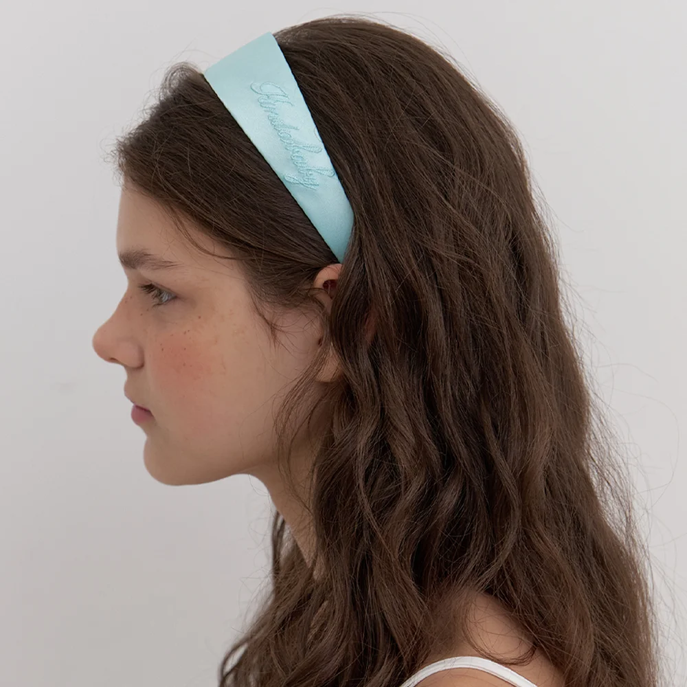 classic satin hairband - aqua blue