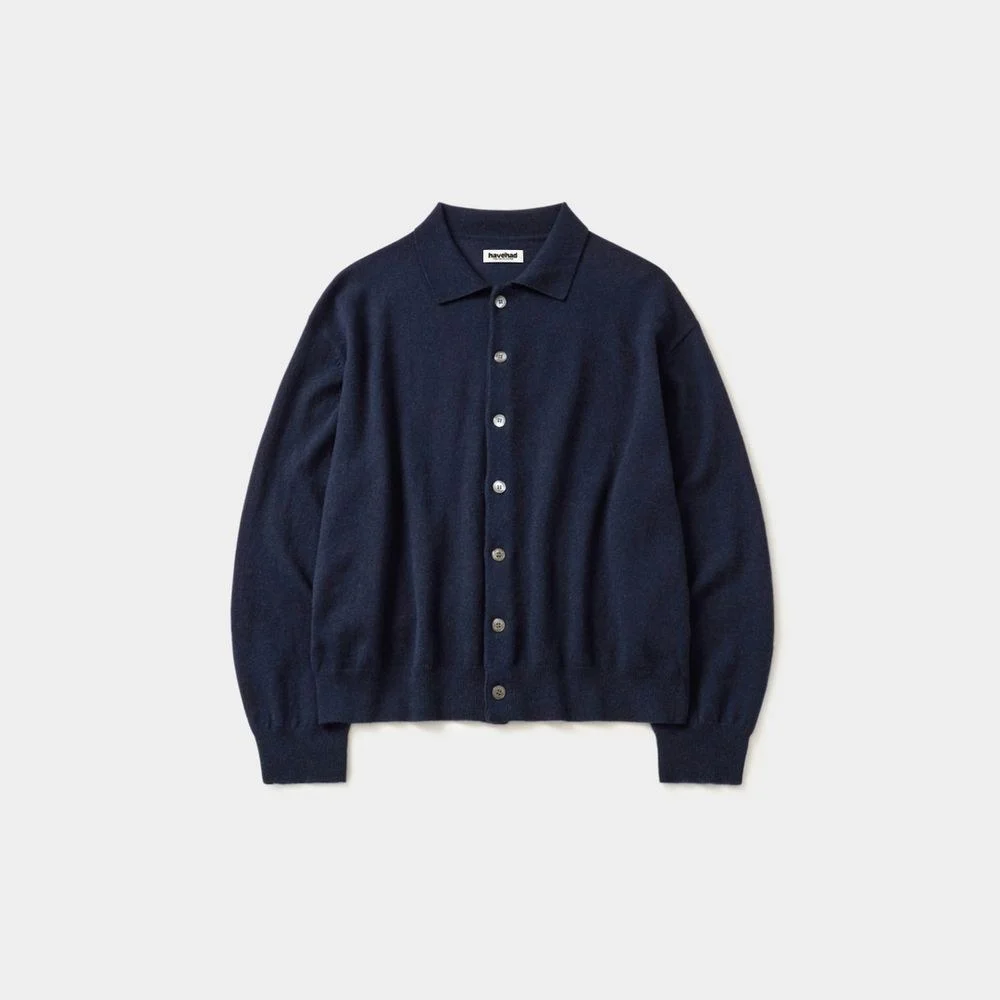 Daily Wool Collar Cardigan (Navy)
