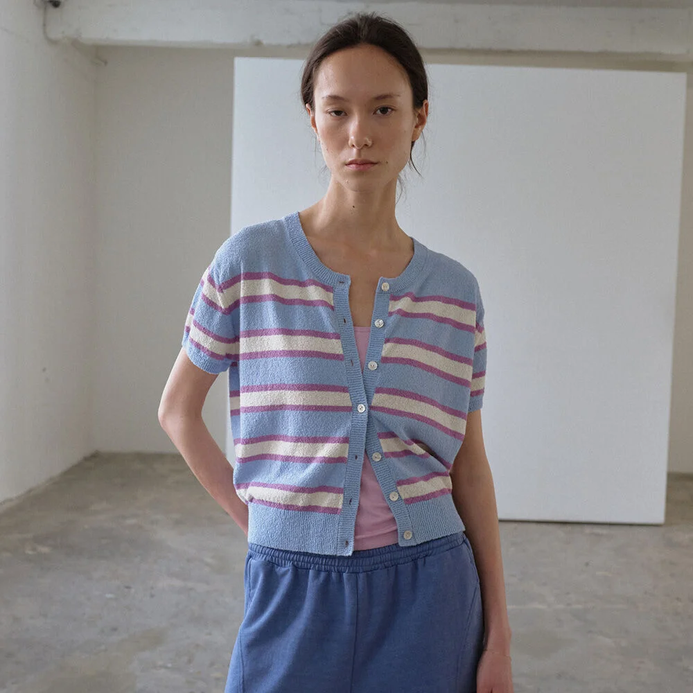 Ash Stripe Cardigan (Blue)