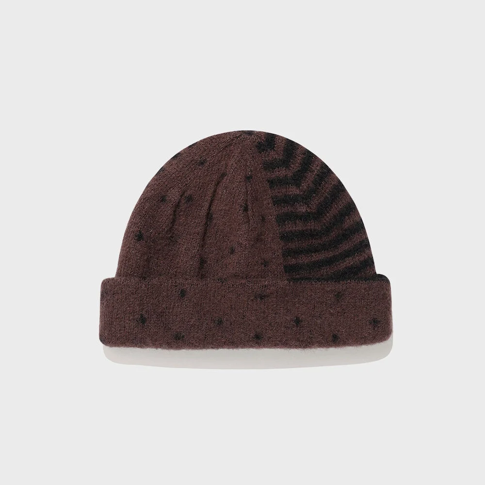 DOT STRIPE BEANIE_BROWN(IK2FFMAB21A)