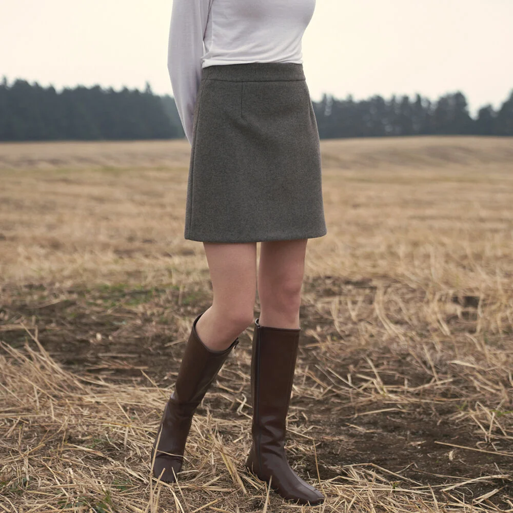 SOLID MINI SKIRT_BROWN