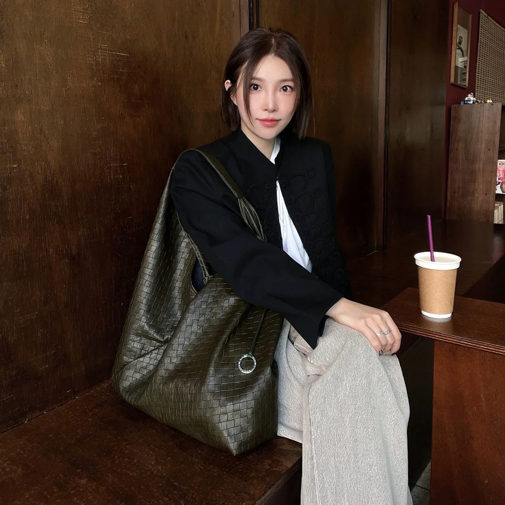 編織 Hobo Bag_Khaki, Brown