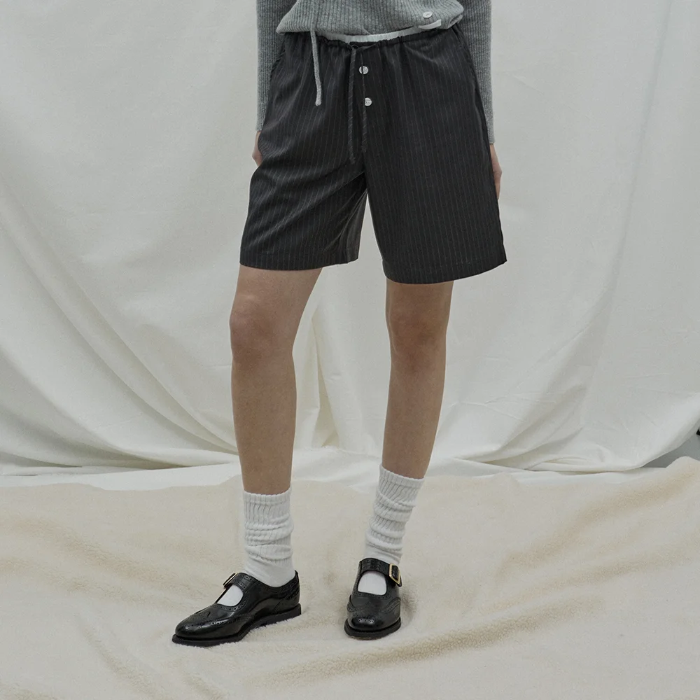 Layered bermuda pants_gray