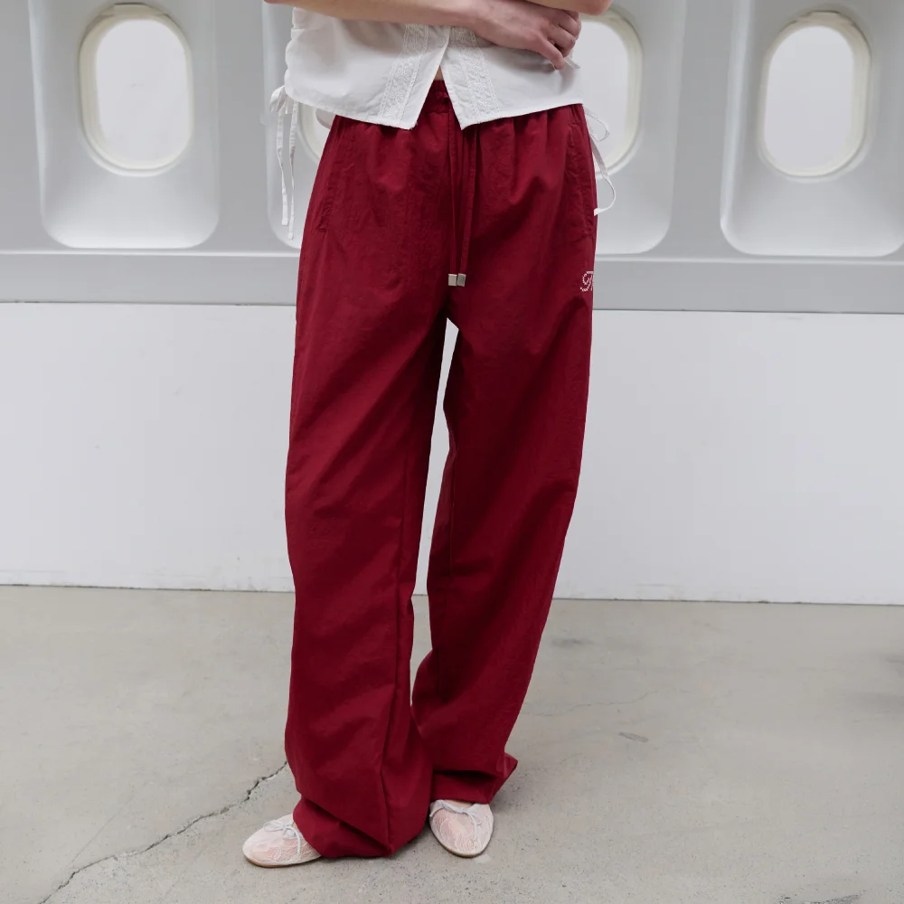 Color Tech Nylon Wide Pants (Red)