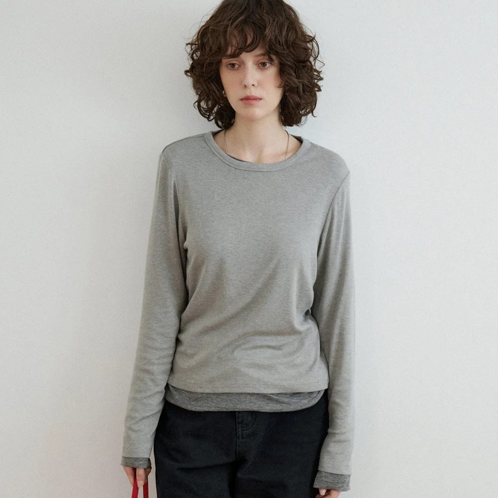 A3562 飄逸 長 衣袖_Melange gray