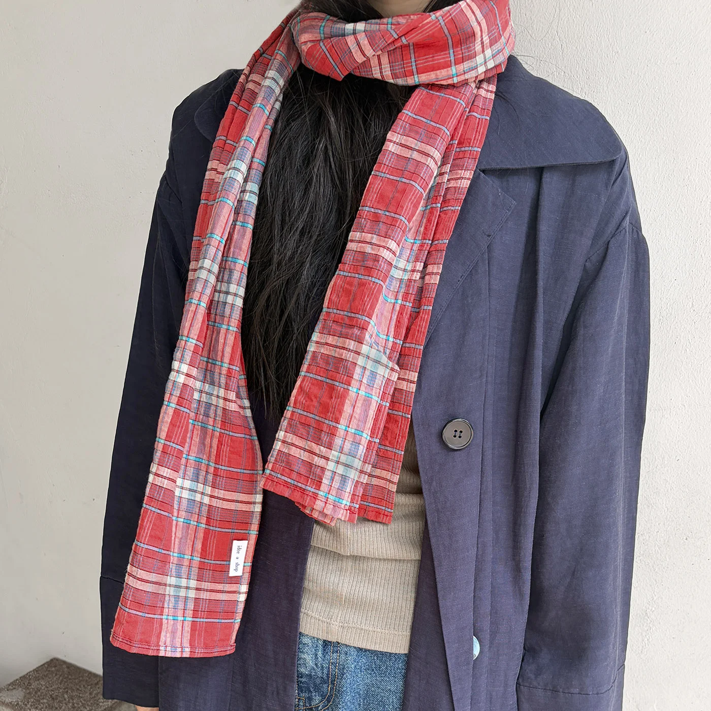Dusty Check Scarf / Red 格紋 絲巾