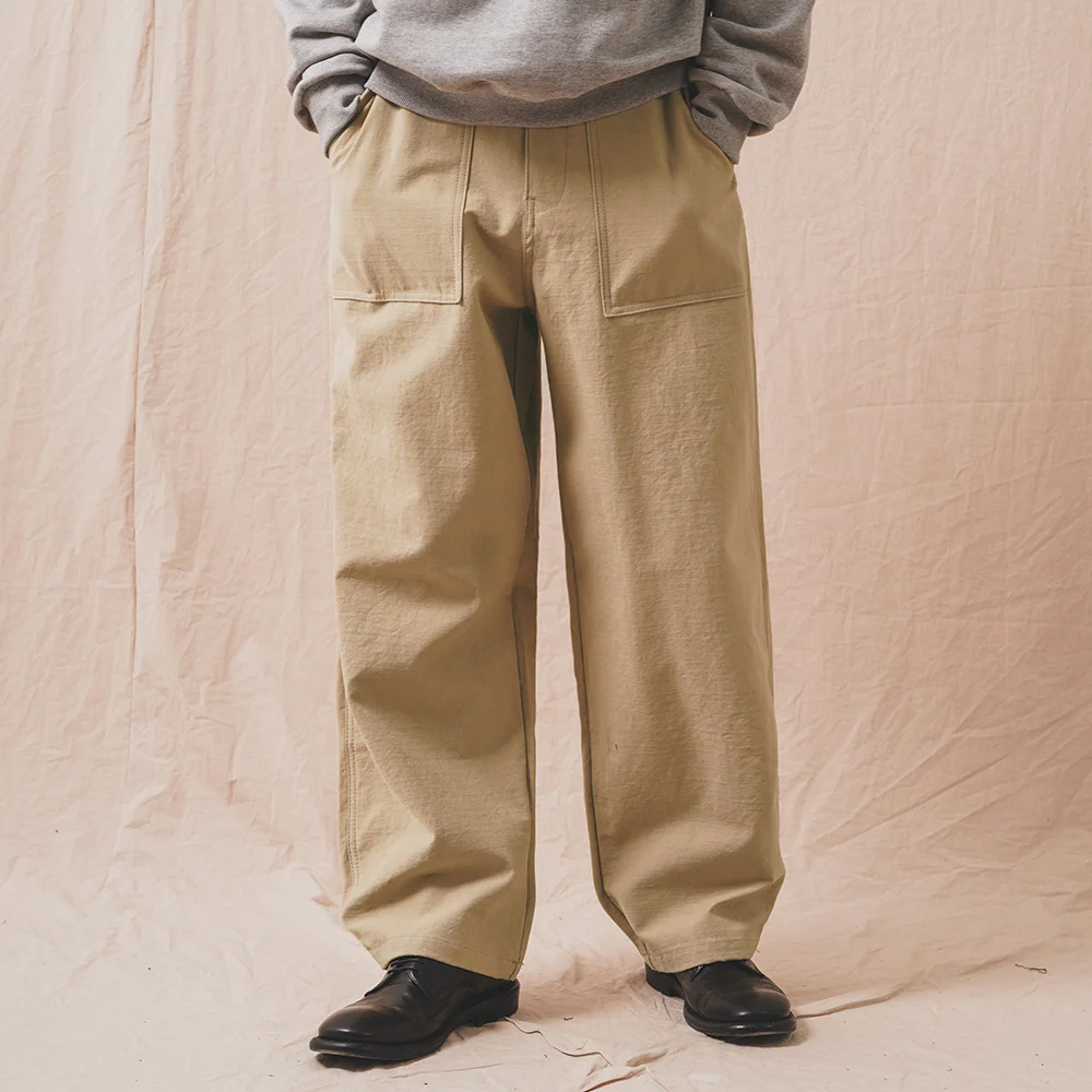 粗獷 Slub Fatigue Pants 米色 JULP4678