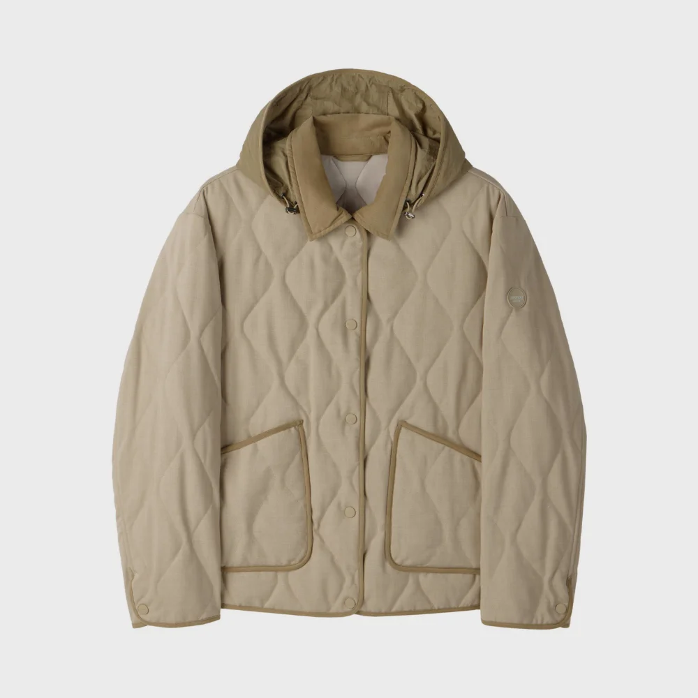 W HOOD DETACHABLE PADDED JACKET - BEIGE (P254WPD135)