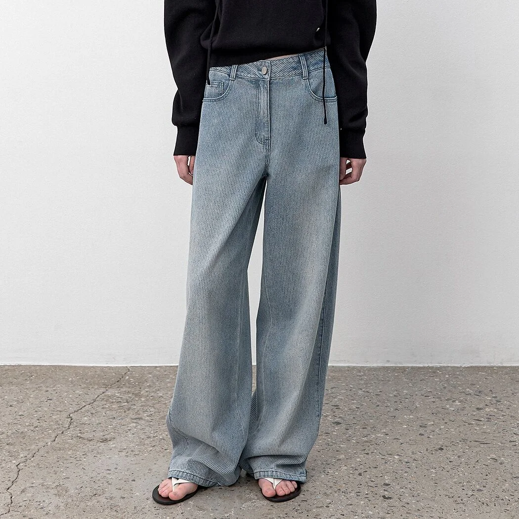 TEXTURED OVERFIT DENIM PANTS (PT-5742)