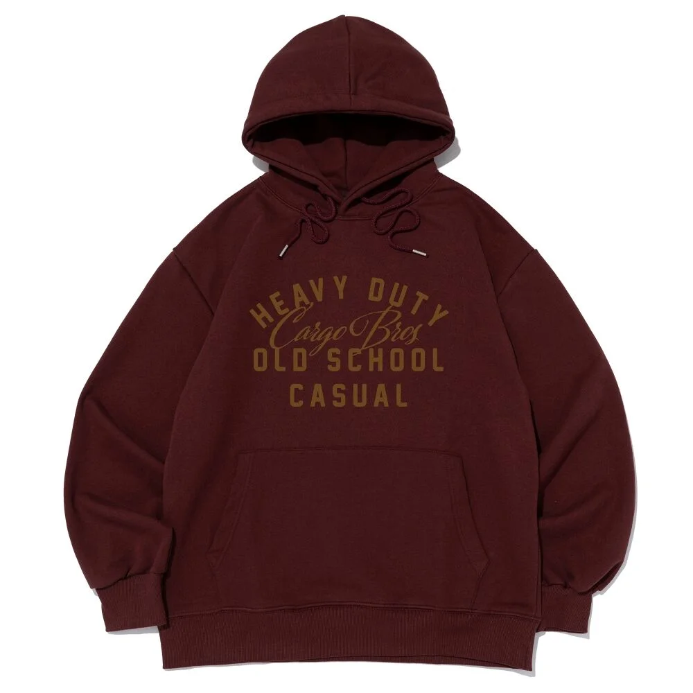 OLD SCHOOL LOGO OVER HOOD T-SHIRT (BURGUNDY)