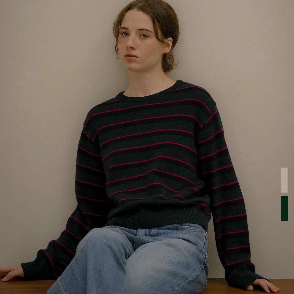 Wool blend stripe knit _