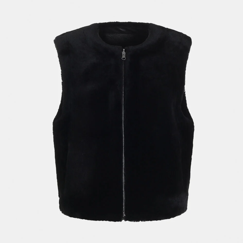 reversible mustang shearling vest_black (lamb 100%)