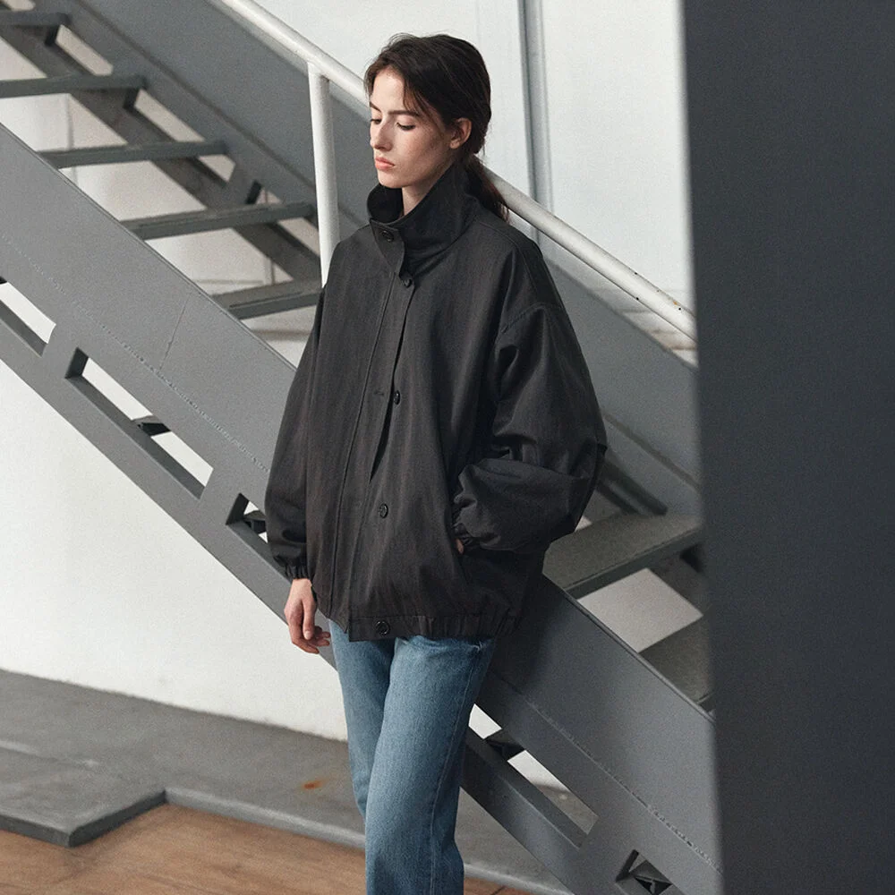 High-neck loose fit jumper _Khaki