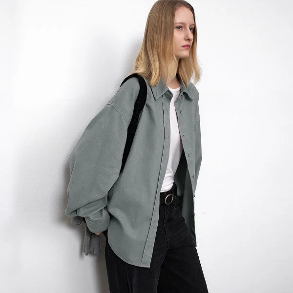 ESSENTIAL WASHING COTTON OVERSIZED SHIRT(BL-4380)