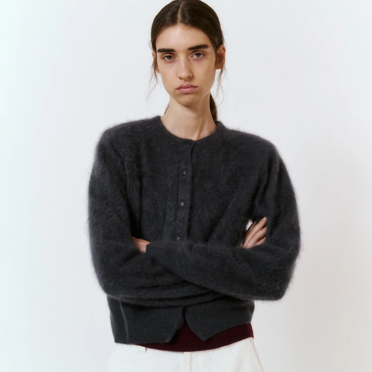 100% Cashmere Hairy Cardigan (2color)