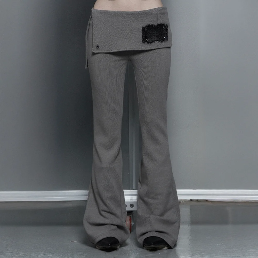 Lace-Up Side Slit Bootcut Pants (Mocha)