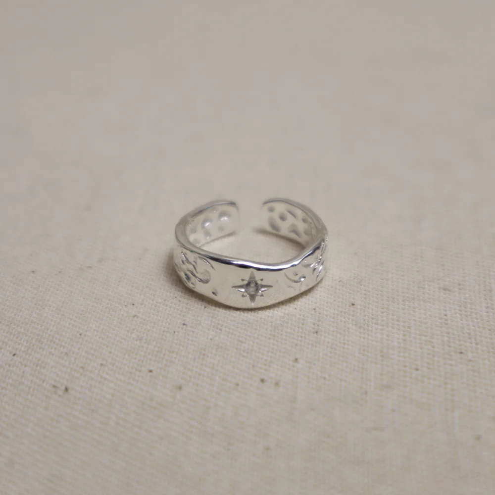 Crushed shine 925 silver ring