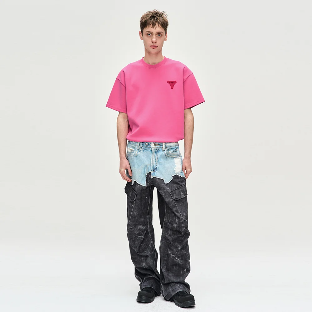 UNISEX STOOL PATCH LOGO T-SHIRTS atb1230u(PINK)