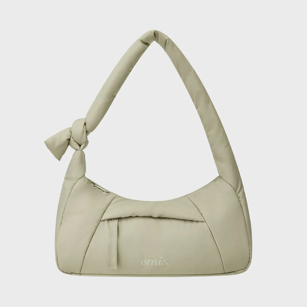 PADDED ZIP POCKET SHOULDER BAG-BEIGE